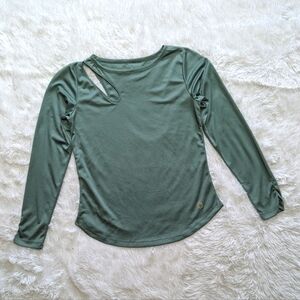🔴SALE! ProPlayer Green Cutout Long Sleeve Active Top Size Small